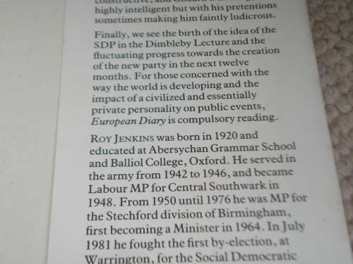 VERY SCARCE BOOK SIGNED BY ROY JENKINS-POLITICIAN AND PRESIDENT OF EU  !!!!