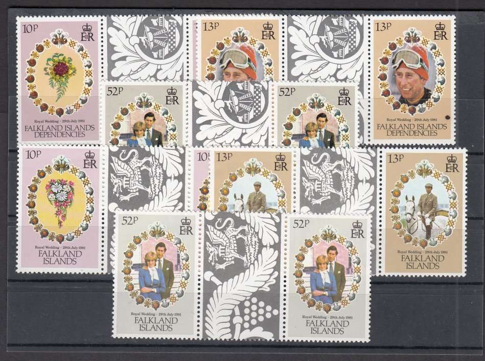 FALKLAND ISL.LADY DI SCARCE GUTTER PAIRS !!     SUPERB POST OFFICE FRESH