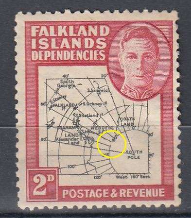 FALKLANDS-KGVI 2d " GAP IN 80th PARALLEL VERY FINE MINT-HINGE REM.