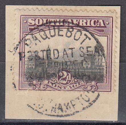 UNION-VERY FINE USED " POSTED AT SEA " ON PIECE