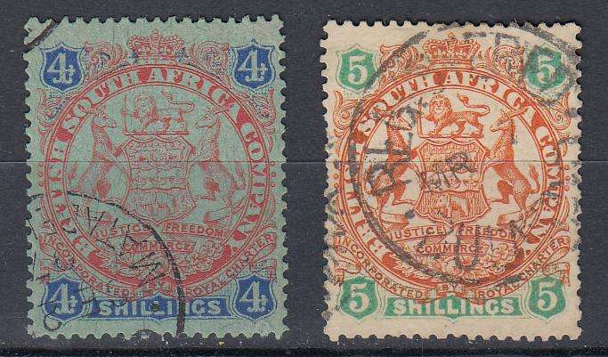 BSAC- ARMS 4 AND 5 SHILLINGS FINE USED-TRICKY LOT !!