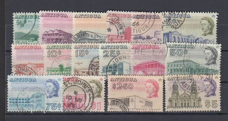 ANTIGUA-DIFFICULT LOT INCLUDING SG 194a PERF 13.5-VERY FINE USED  24 POUNDS