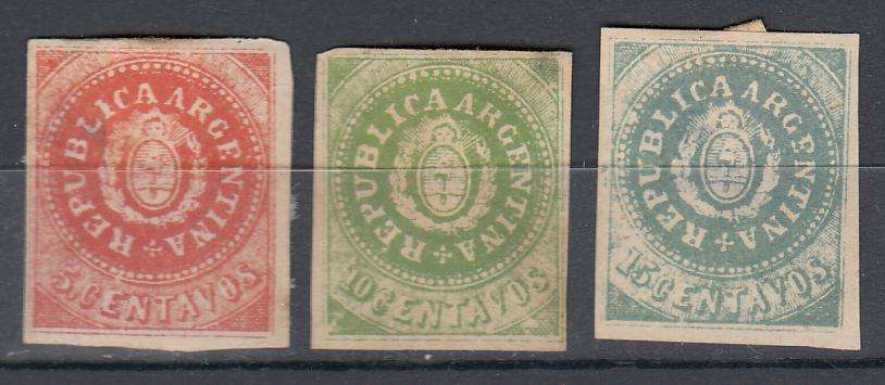 ARGENTINA-SCARCE EARLY ISSUE-5c HAS GUM-OTHERS NO GUM-SOLD AS IS !!