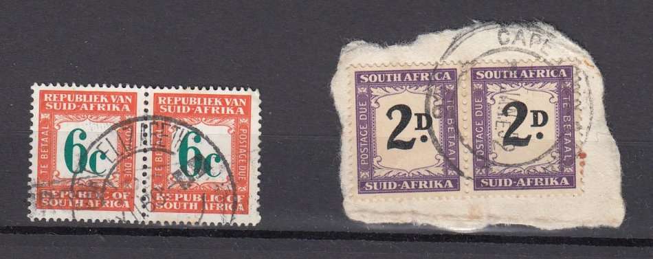 UNION-2 POSTAGE DUE PAIRS 2d ON PIECE