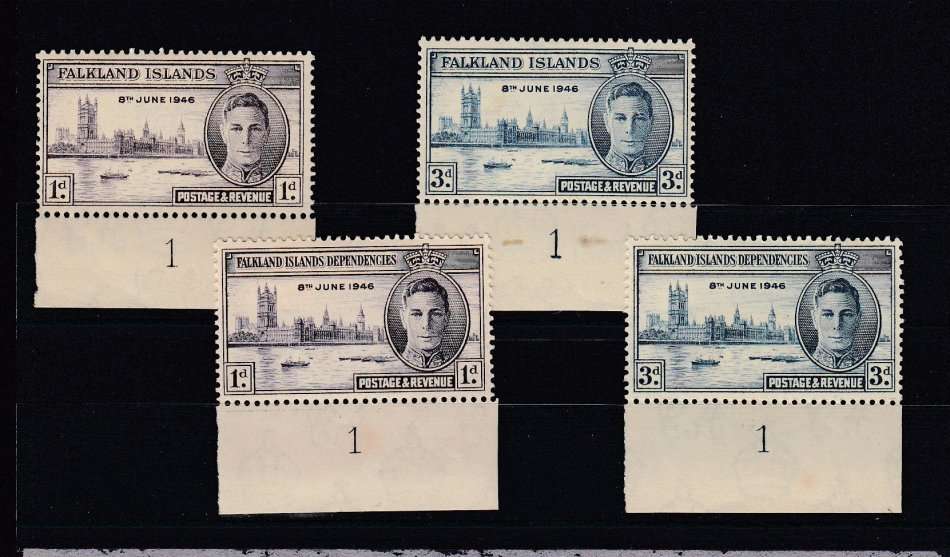 FALKLANDS-BOTH SETS VERY FINE PLATE NUMBER SINGLES