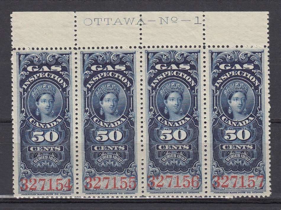 CANADA-1897 QV VERY SCARCE 50c SHEET NO.  BLOCK VERY FINE UNMOUNTED MINT