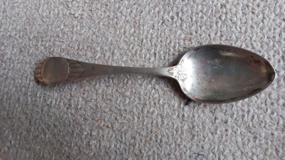 LARGE SILVER SPOON WITH HALLMARKS AS BELOW -SEE DETAILS