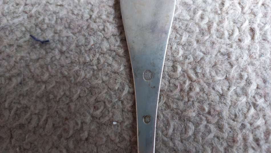 LARGE SILVER SPOON WITH HALLMARKS AS BELOW -SEE DETAILS