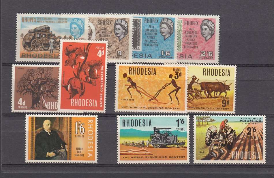 RHODESIA-MINT LOT-A LITTLE GUM DISTURBANCE ON A FEW
