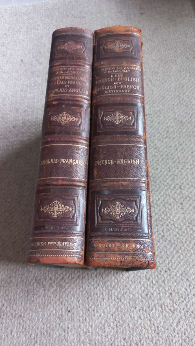 TWO RARE 1927 SIGNED  AFRICANA FRENCH/ENGLISH DICTIONARY`S 1250 PAGES EACH !!!