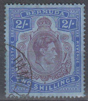 BERMUDA-KGVI 2 SHILLING VERY FINE USED