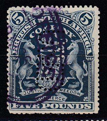 BSAC-A VERY SCARCE STAMP 5 POUND FISCAL AS USED   2500 POUNDS