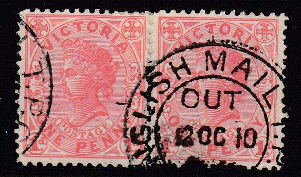 VICTORIA-STUNNING QV PAIR WITH " ENGLISH MAIL " CANCEL