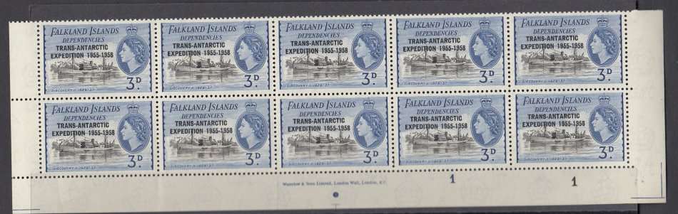 FALKLAND ISL.QEII PANE SCARCE AS SUCH UNMOUNTED MINT-FOLDED ALONG PERF