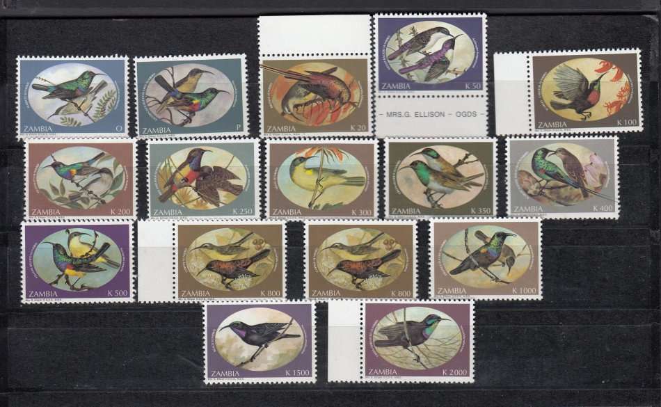 ZAMBIA-SUPERB BIRDS SET POST OFFICE FRESH  20 POUNDS +
