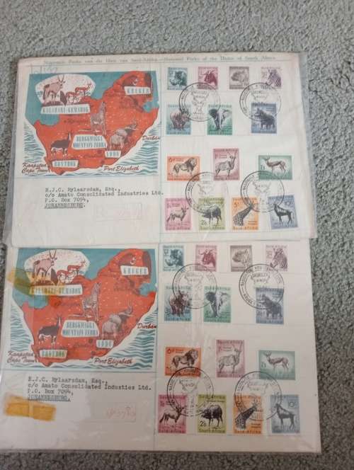 TWO LOVELY KNP COVERS OF THE FIRST DEFINITIVE SENT WITH KNP STAMPS