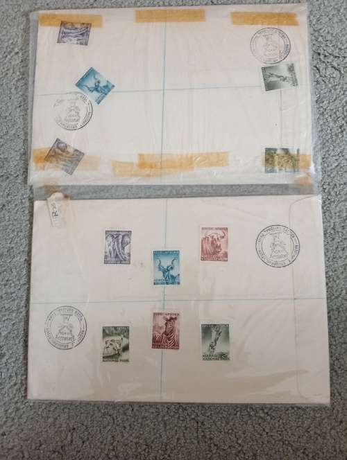 TWO LOVELY KNP COVERS OF THE FIRST DEFINITIVE SENT WITH KNP STAMPS