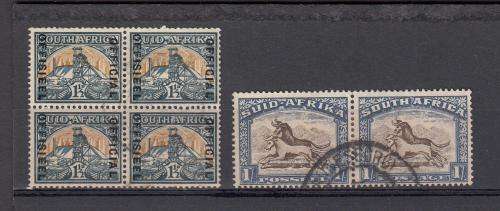 UNION-VERY FINE USED OFFICIAL BLOCK + PAIR WITH LINE FLAW !!