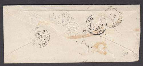 BELGIUM-SUPERB AND SCARCE 1864 SG27 LOVELY TRANSIT CANCELS PERF 12.5 X 13.5