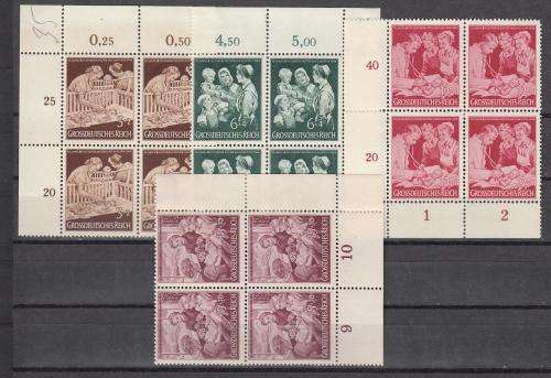GERMANY-1945  SCARCE SET AS CONTROL BLOCKS OF 4 !!!!