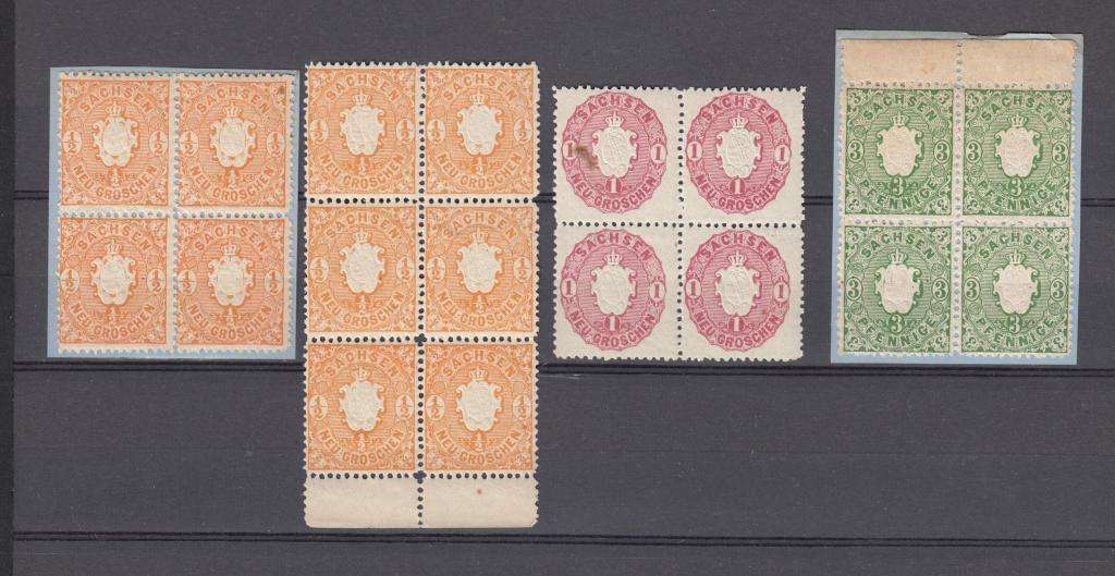 GERMANY-SACHEN-1863 VERY FINE MINT/UMM LOT-SCARCE AS SUCH TWO ARE MOUNTED ON BACKING