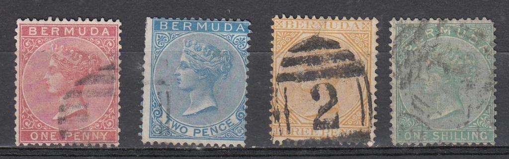 BERMUDA-QV SCARCE LOT SG1[THIN],3,5a AND 8 WITH DEALERS STAMP  R4440.00