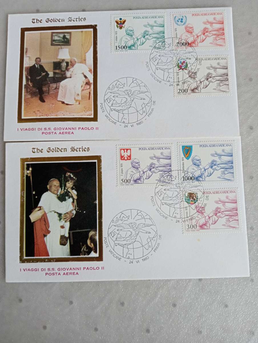 VATICAN-TWO SCARCE POPE`S VISIT SILK COVERS-GOLDEN SERIES !!!