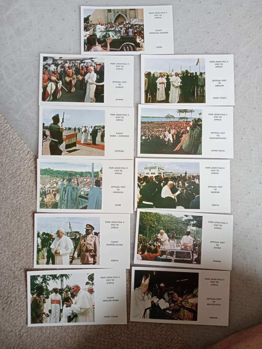 VATICAN-11 VERY SCARCE POPE`S VISIT SILK COVERS-GOLDEN SERIES !!! TO  AFRICA + CARDS