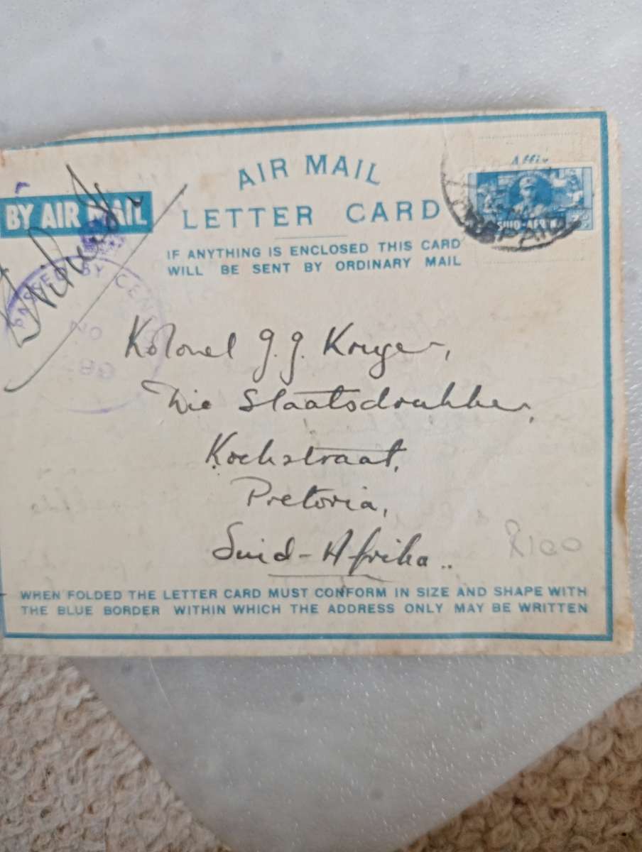 UNION WAR COVERS USED ABROAD MOST TO IMPORTANT LT.COL. KRUGER GOVERNMENT PRINTERS !!!