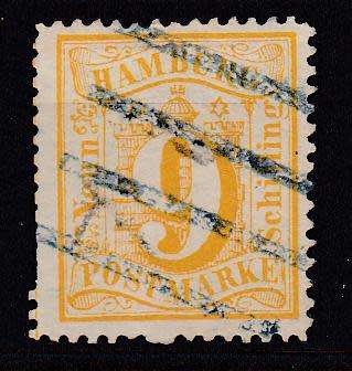 HAMBURG-1864 SG38 EXTREMELY RARE STAMP-TRIMMED PERF`S GOOD SPACEFILLER  R85 200.00