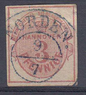 GERMAN STATES HANOVER 1853 SG18   SUPERB TOWN CANCEL    255 POUNDS PLUS