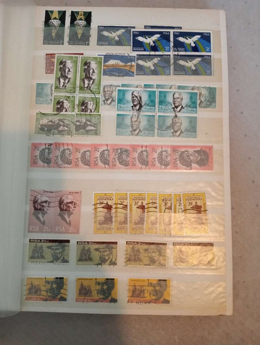 STOCK BOOK-RSA  FULL OF USED BLOCKS, SINGLES.DUES AND OTHERS-FINDS NO DOUBT !! NOT NEARLY ALL SHOWN