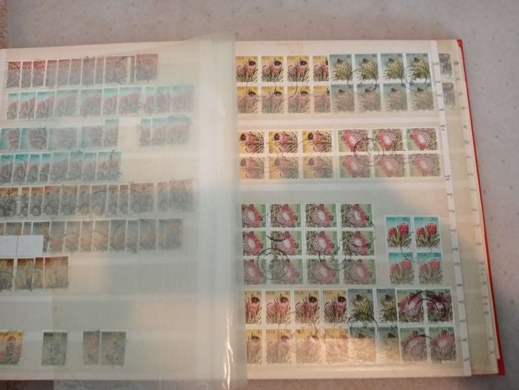 STOCK BOOK-RSA  FULL OF USED BLOCKS, SINGLES.DUES AND OTHERS-FINDS NO DOUBT !! NOT NEARLY ALL SHOWN