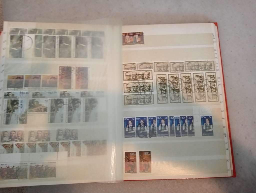 STOCK BOOK-RSA  FULL OF USED BLOCKS, SINGLES.DUES AND OTHERS-FINDS NO DOUBT !! NOT NEARLY ALL SHOWN