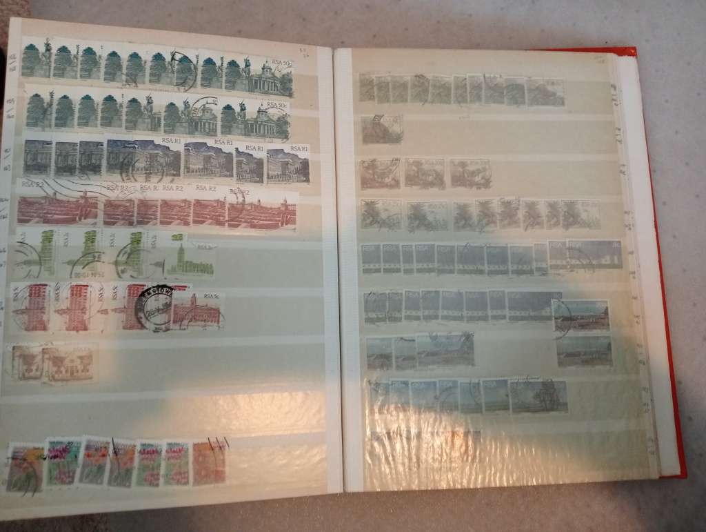 STOCK BOOK-RSA  FULL OF USED BLOCKS, SINGLES.DUES AND OTHERS-FINDS NO DOUBT !! NOT NEARLY ALL SHOWN