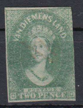 TASMANIA-1857 SCARCE  QV  RARE SG 31 INVERTED WATERMARK PART GUM  1100 POUNDS  PLUS