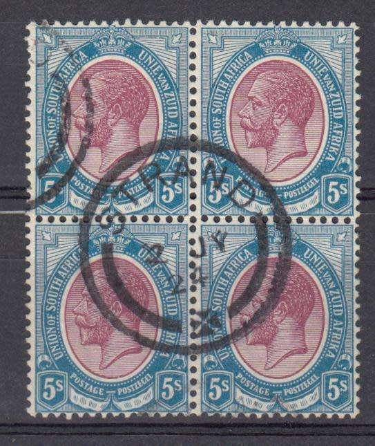 UNION-KINGS HEADS A SUPERB 5 SHILLING USED BLOCK !!!