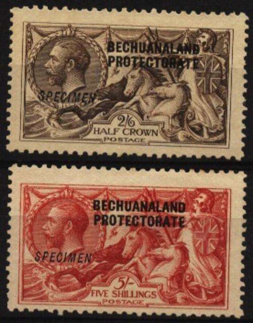 VERY DIFFICULT BECHUANALAND SEA HORSES OVERPRINTED SPECIMEN SG83s-84s 285 POUNDS