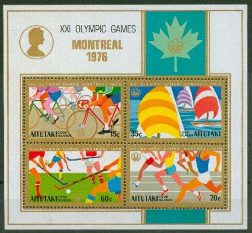 AITUTAKI- MONTREAL 1976 OLYMPIC GAMES MINI SHEET VERY FINE MINT