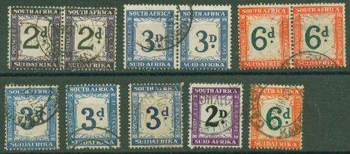 SA UNION- POSTAGE DUES PAIRS AND SINGLES-DIFF. PRINTINGS,SHADES ETC