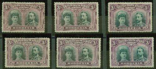 BSAC DOUBLE HEADS 3 SHILLING X 6 VERY FINE STAMPS