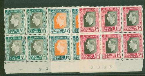 SA CORONATION SHEET NO. BLOCKS UNMOUNTED MINT