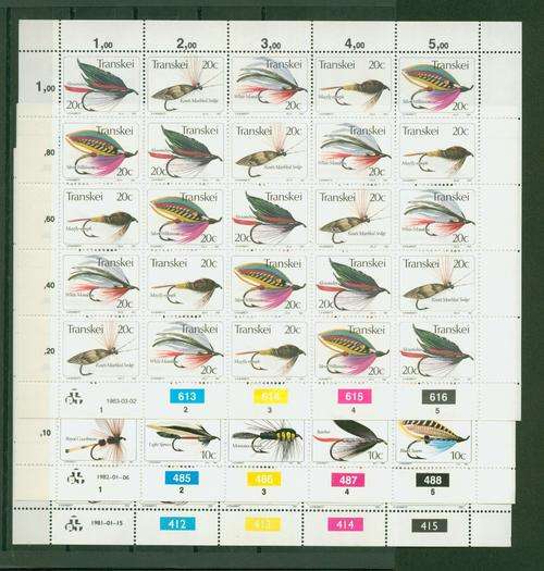 TRANSKEI-THREE SUPERB UNMOUNTED MINT FULL FLY SHEETS-1981/2/3