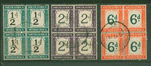 POSTAGE DUES-THREE VERY FINE USED BLOCKS