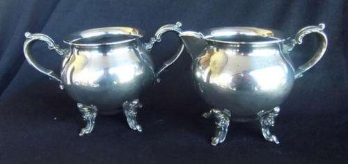 VINTAGE SILVER PLATED MILK JUG AND SUGAR BASIN