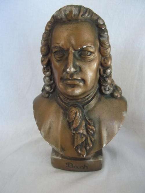 CHALK WARE BUST OF BACH IN OLD GOLD FINISH