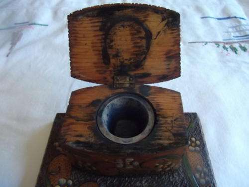 PRETTY HAND CARVED INKWELL