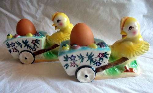 TWO GORGEOUS VINTAGE EGG CADDIES