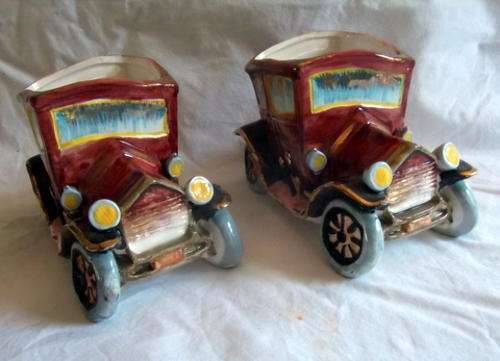 TWO GORGEOUS VINTAGE CAR VASES