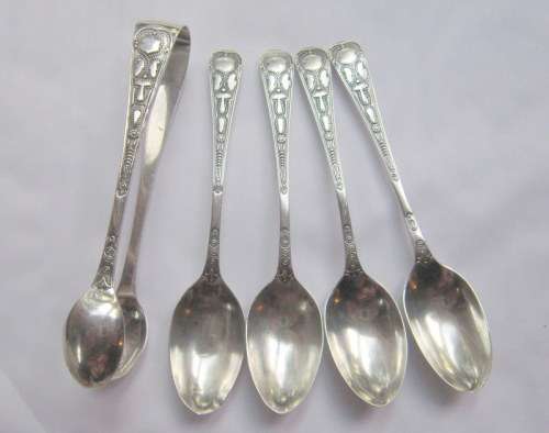 Beautifully hallmarked Sheffield, William Greenwood & Sons, 1903 teaspoons and sugar nipper